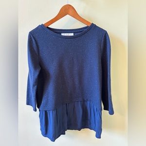 Loft Navy blue shirt with peplum size M